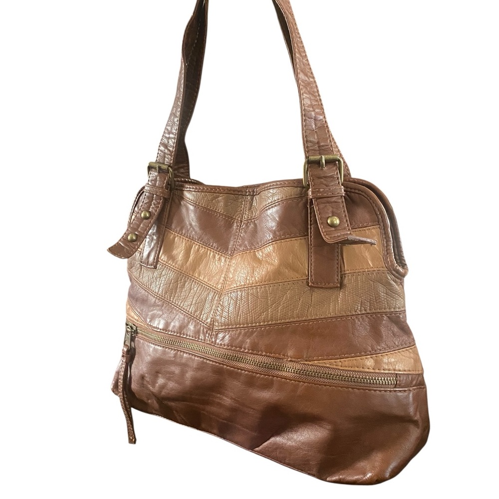 Vintage Textured Brown Variations Retro Mod Vegan Shoulder bag Hand Bag Purse